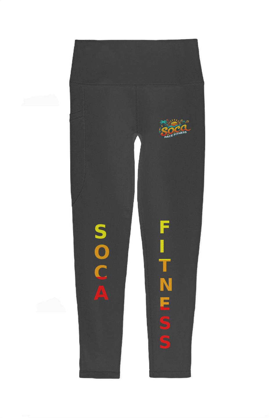 Soca Pace Fitness with Line words Ladies High Rise 7/8 Legging